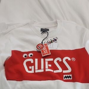 Guess Red and White Sweater